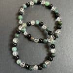 Steinbock Heilstein-Armband für Fokus, Erdung und innere Stärke mit Moosachat, Bergkristall und Onyx